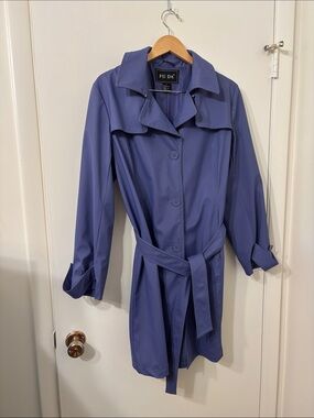 Fu Da Y2K Womens Large Lavender/Periwinkle Classic Trench Coat